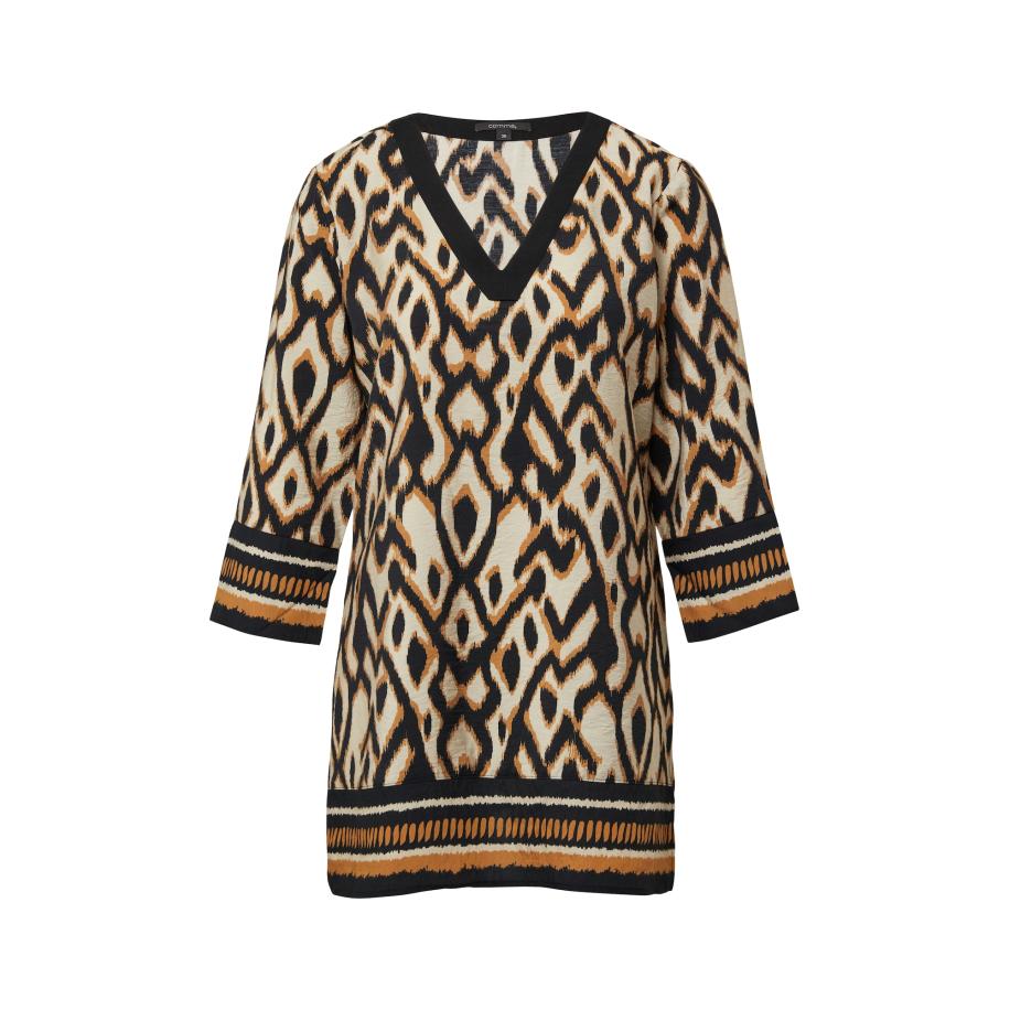 Comma COMMA Blouse lichtbeige / karamel / zwart -