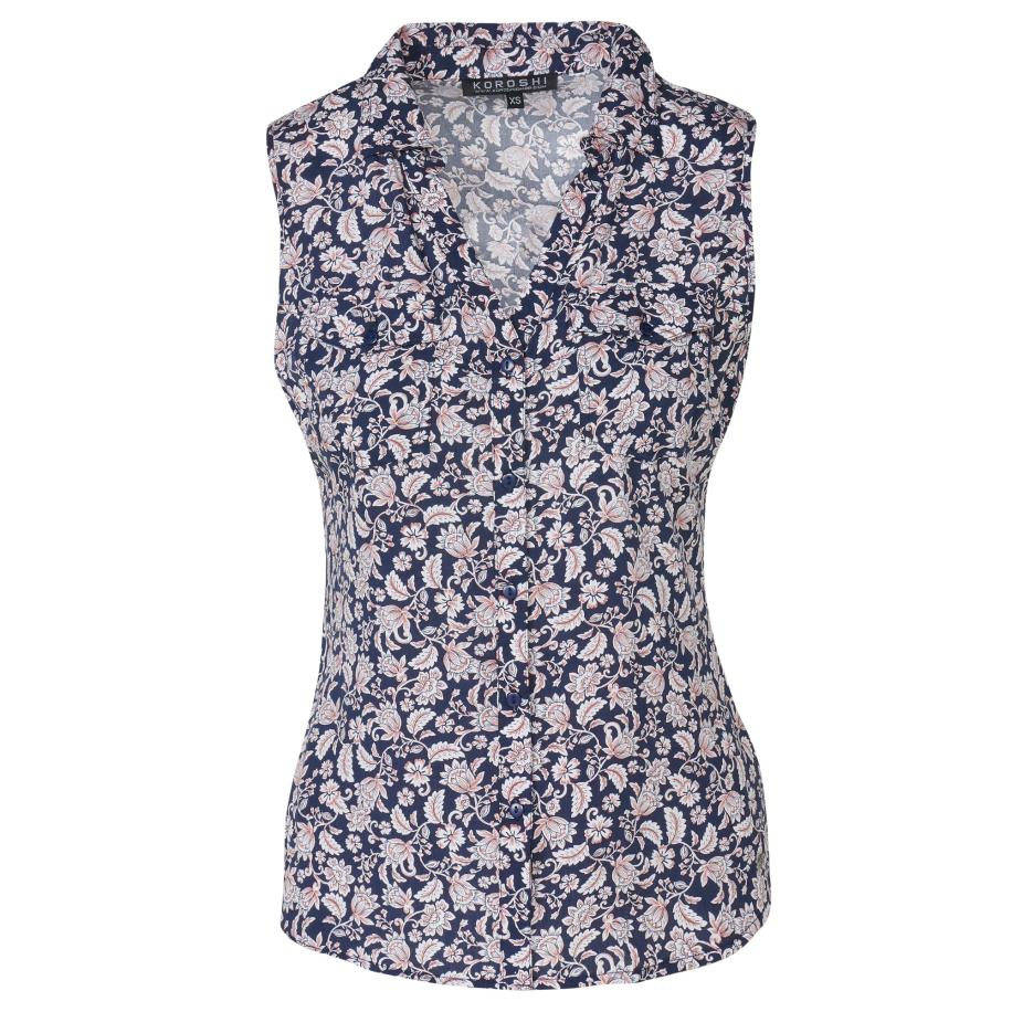 KOROSHI KOROSHI Blouse navy / pink -