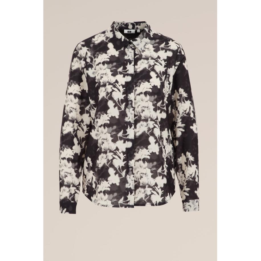 WE Fashion Dames blouse met fijne structuur - Regular fit - Donkergrijs gemeleerd - Maat: XS Multicolor