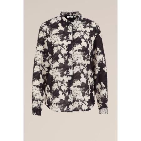 WE Fashion Dames blouse met fijne structuur - Regular fit - Donkergrijs gemeleerd - Maat: XS