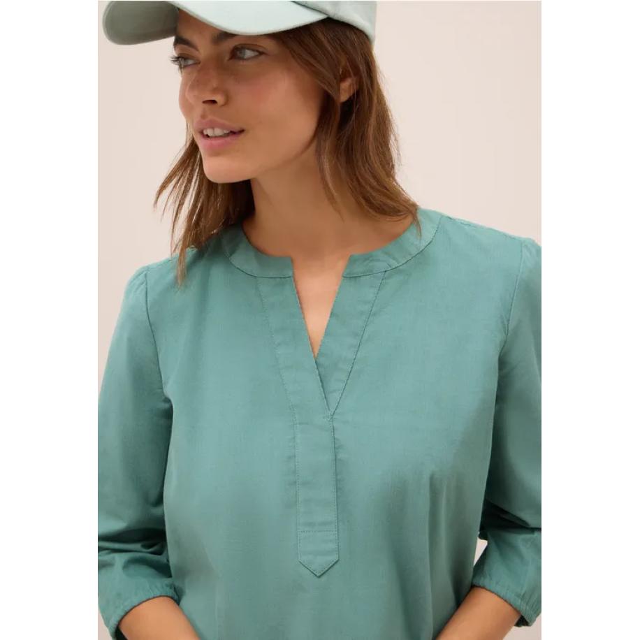 CECIL Corduroy blouse met gespleten hals Groen