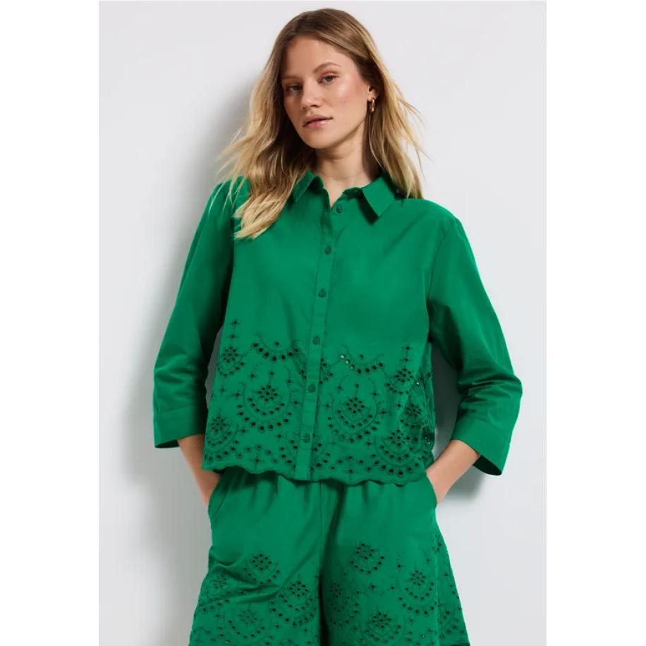 Street One Overhemd blouse met borduursel Groen