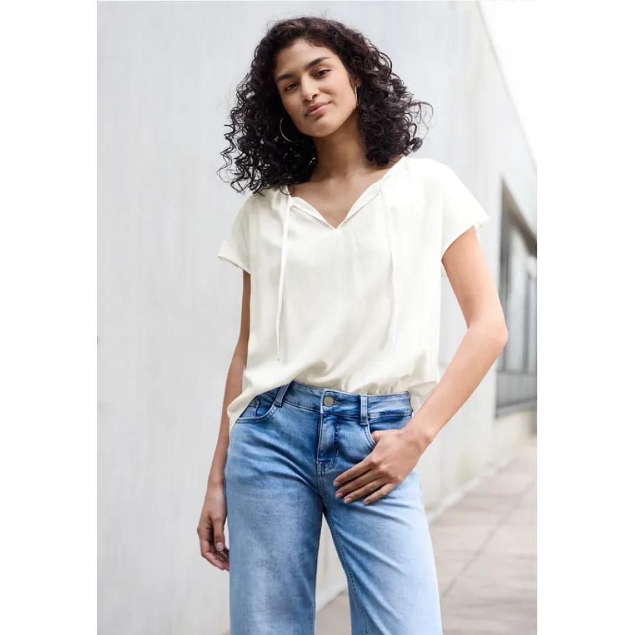 Street One Blouse met rimpels Wit