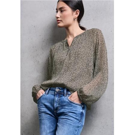 Street One Chiffon leo blouse met rits -
