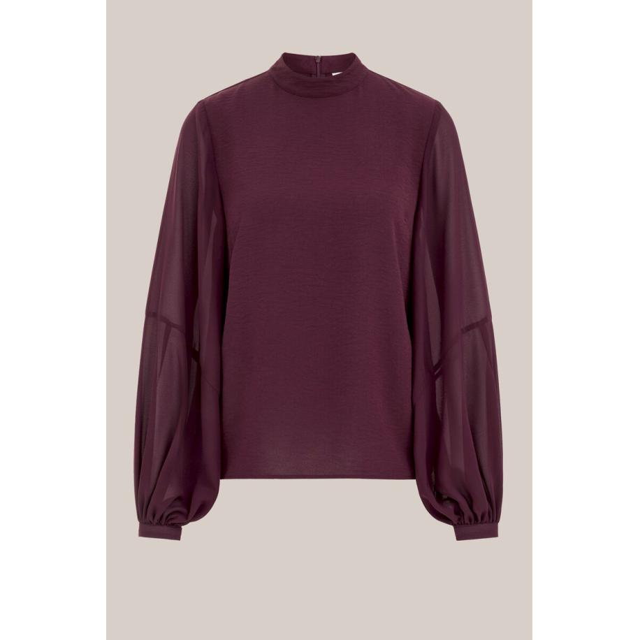 WE Fashion Dames blouse - Relaxed Fit - Aubergine - Maat: S Paars