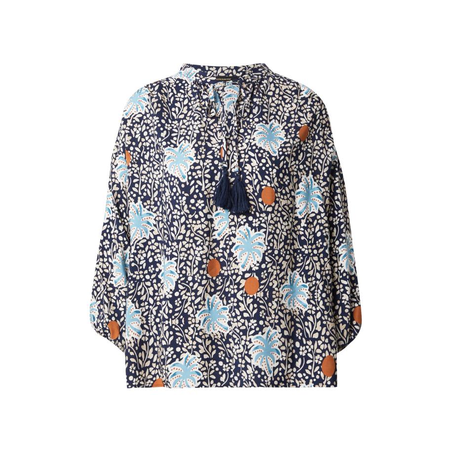 More & More MORE & MORE Blouse beige / turquoise / zwart / wit -