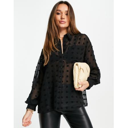 ASOS DESIGN Dobby oversized overhemd in zwart