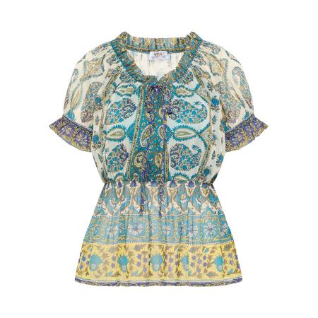 Usha usha FESTIVAL Blouse turquoise / goudgeel / jade groen