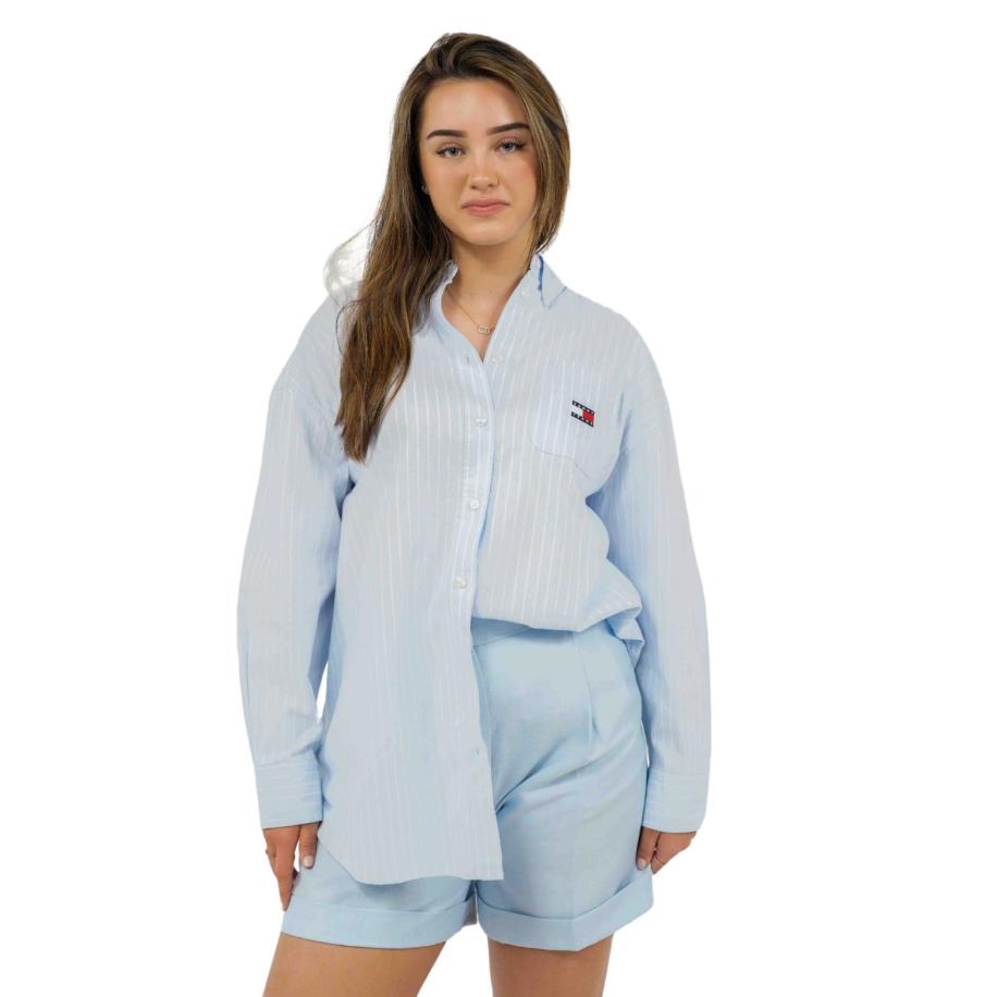 Tommy Jeans Oversized Oxford Blouse Blauw