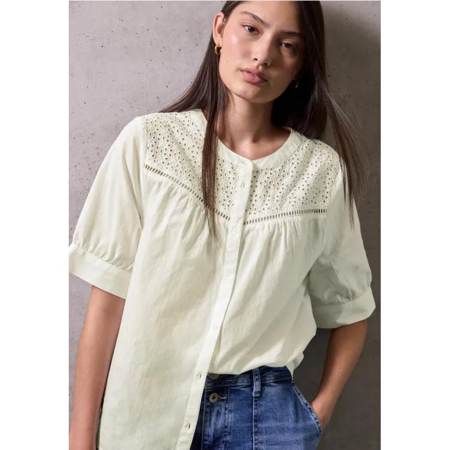 Street One Blouse met korte mouwen en borduursel Wit