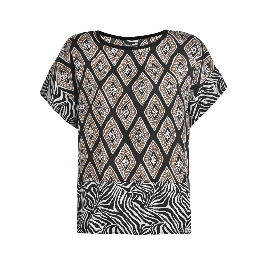 Deha DEHA Blouse bruin / zwart / wit -