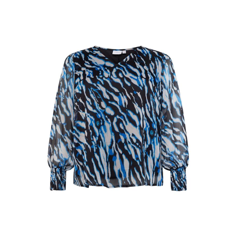 EVOKED Blouse royal blue/koningsblauw / zwart / offwhite Zwart