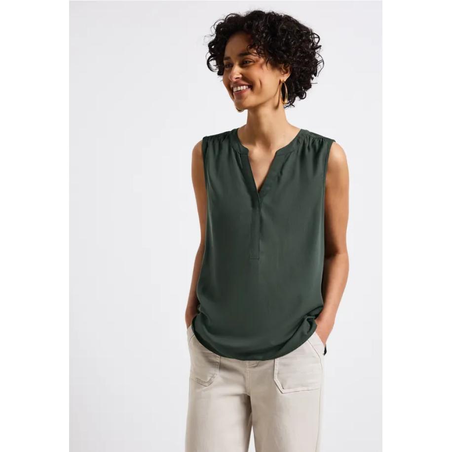Street One Blousetop met gespleten hals Groen