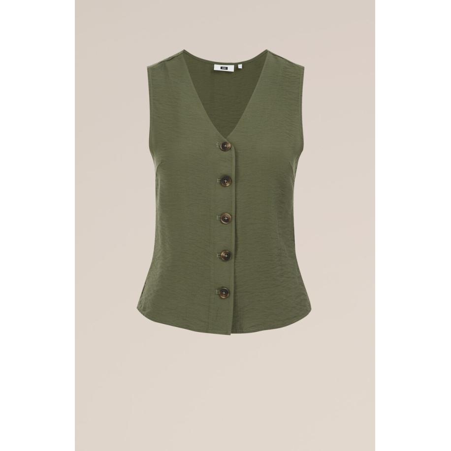 WE Fashion Dames gilet top - Regular fit - Legergroen - Viscose - Maat: XS Groen