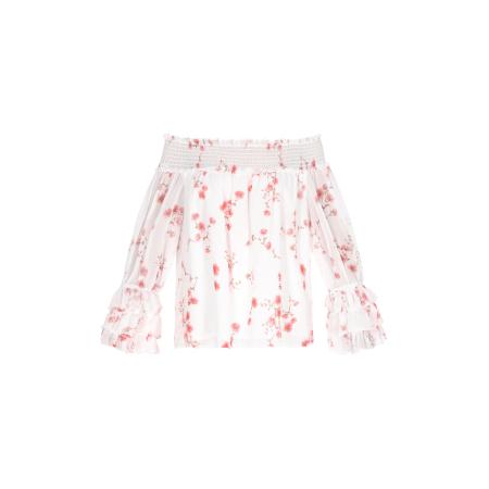 NAEMI Blouse Fashion Look donkergroen / pastelrood / wit