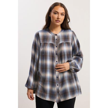 Yours Curve Bruine Geruite Blouse Met Geplooide Paneel Size 66-68