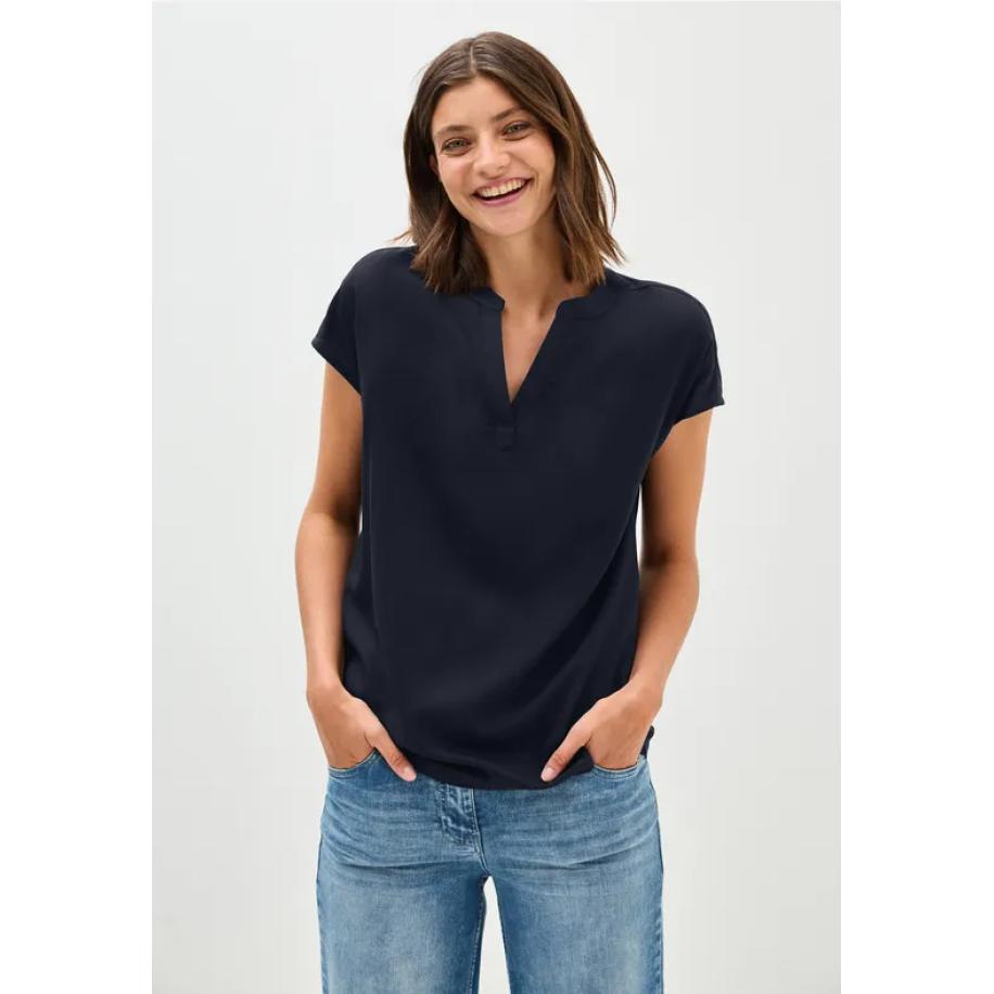 CECIL Blouseshirt in effen kleur Blauw