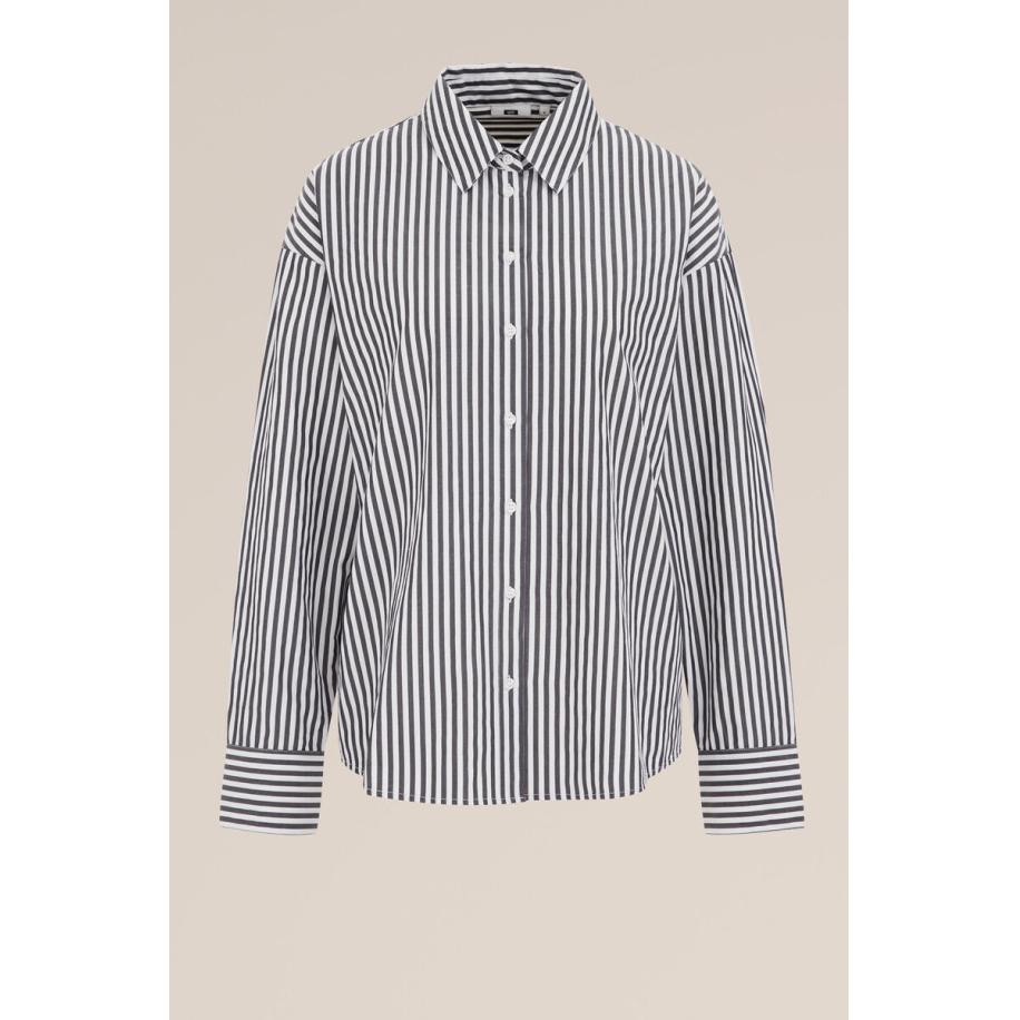 WE Fashion Dames Oversized blouse met streep - Boxy Fit - Zwart - Maat: S Zwart