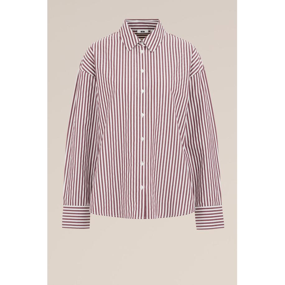 WE Fashion Dames Oversized blouse met streep - Boxy Fit - Donkerrood - Maat: XL Rood