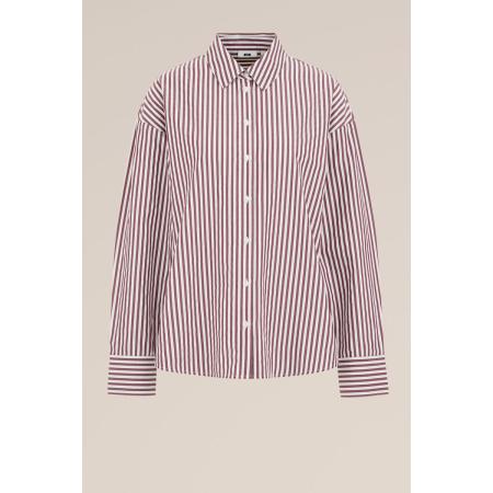WE Fashion Dames Oversized blouse met streep - Boxy Fit - Donkerrood - Maat: XL