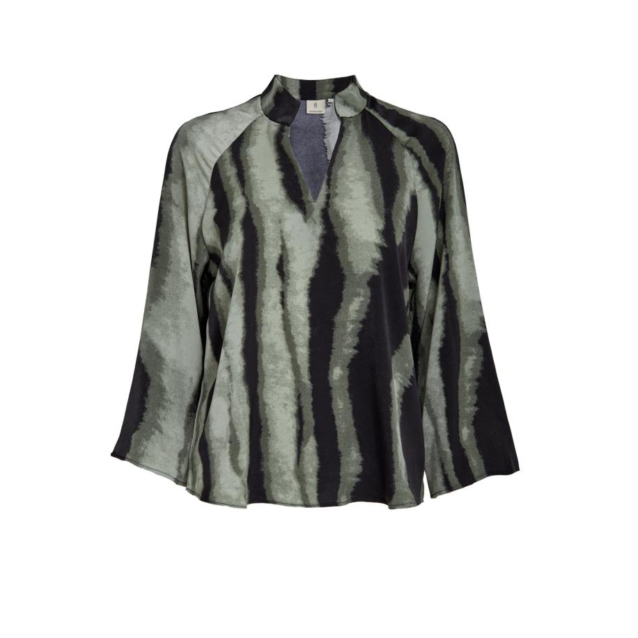 Peppercorn Blouse Jeanne olijfgroen / pastelgroen / zwart Groen