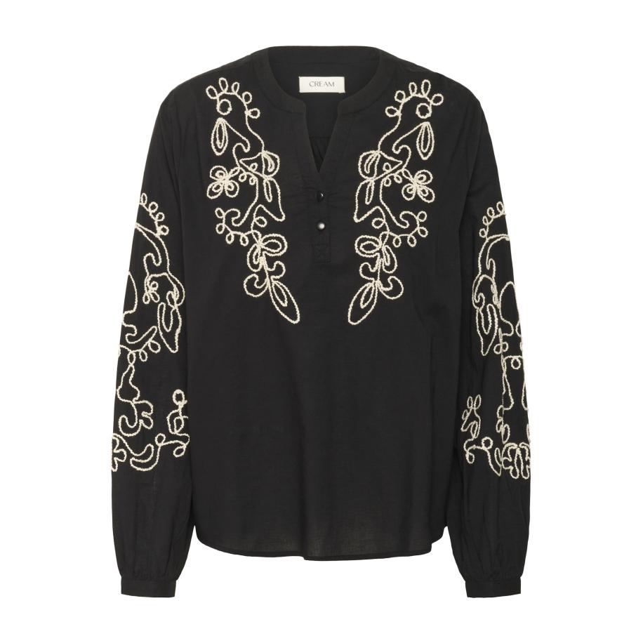 Cream Cream Blouse Via crème / zwart -