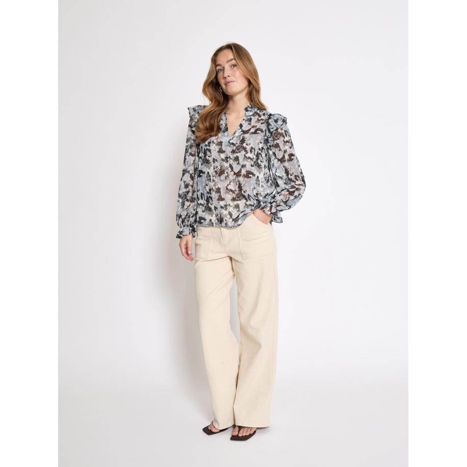 Peppercorn Peppercorn Blouse Eleanor smoky blue / antraciet / lichtgrijs / offwhite -