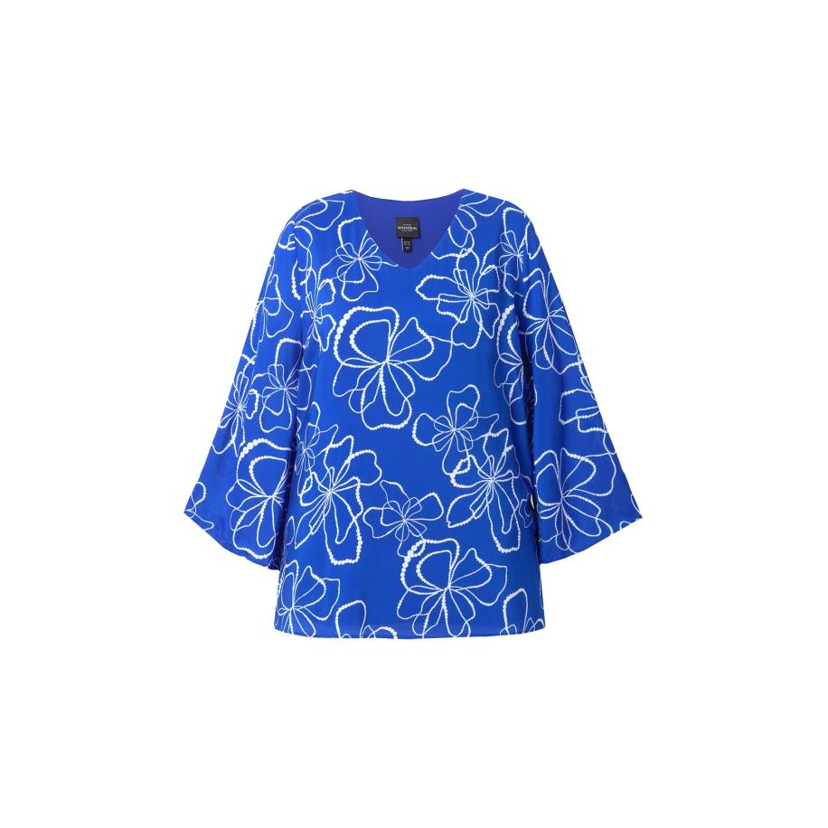 Ulla Popken Ulla Popken Blouse kobaltblauw / wit -