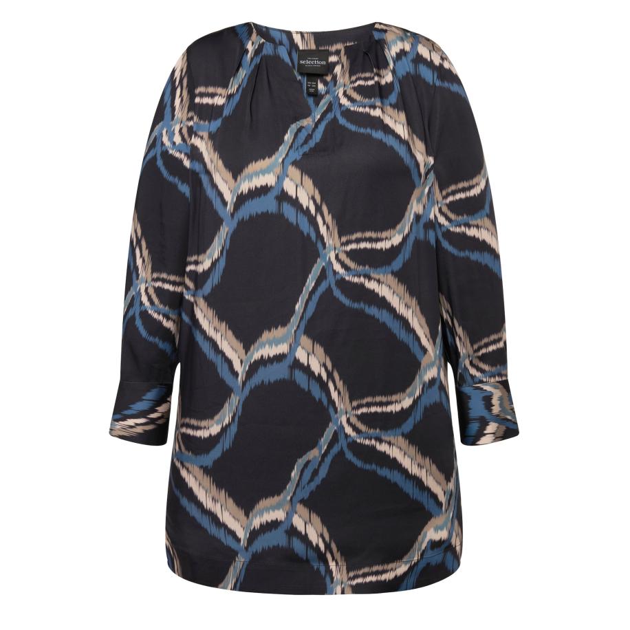 Ulla Popken Ulla Popken Blouse beige / lichtbeige / blauw / navy -