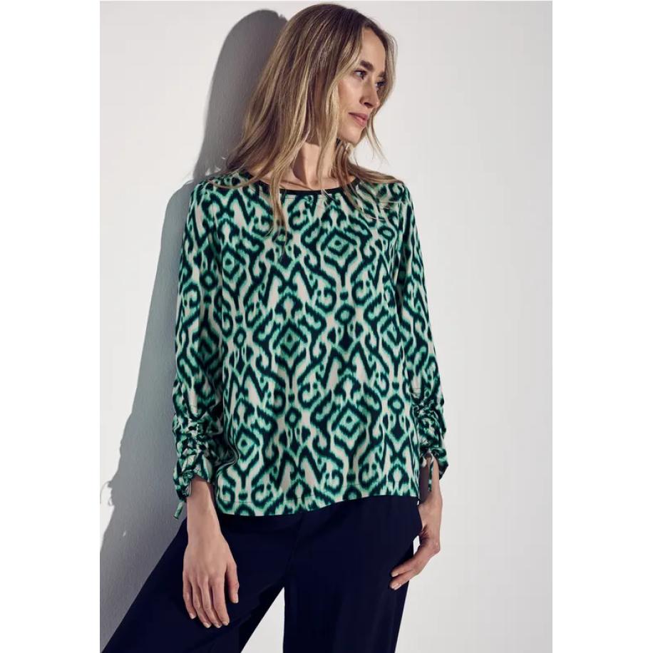 Street One Blouse met gerimpelde mouwen Groen