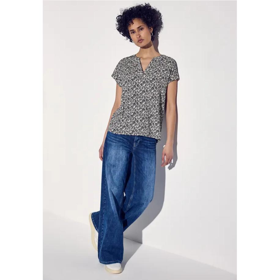 Street One Blouse met korte mouwen en print Blauw