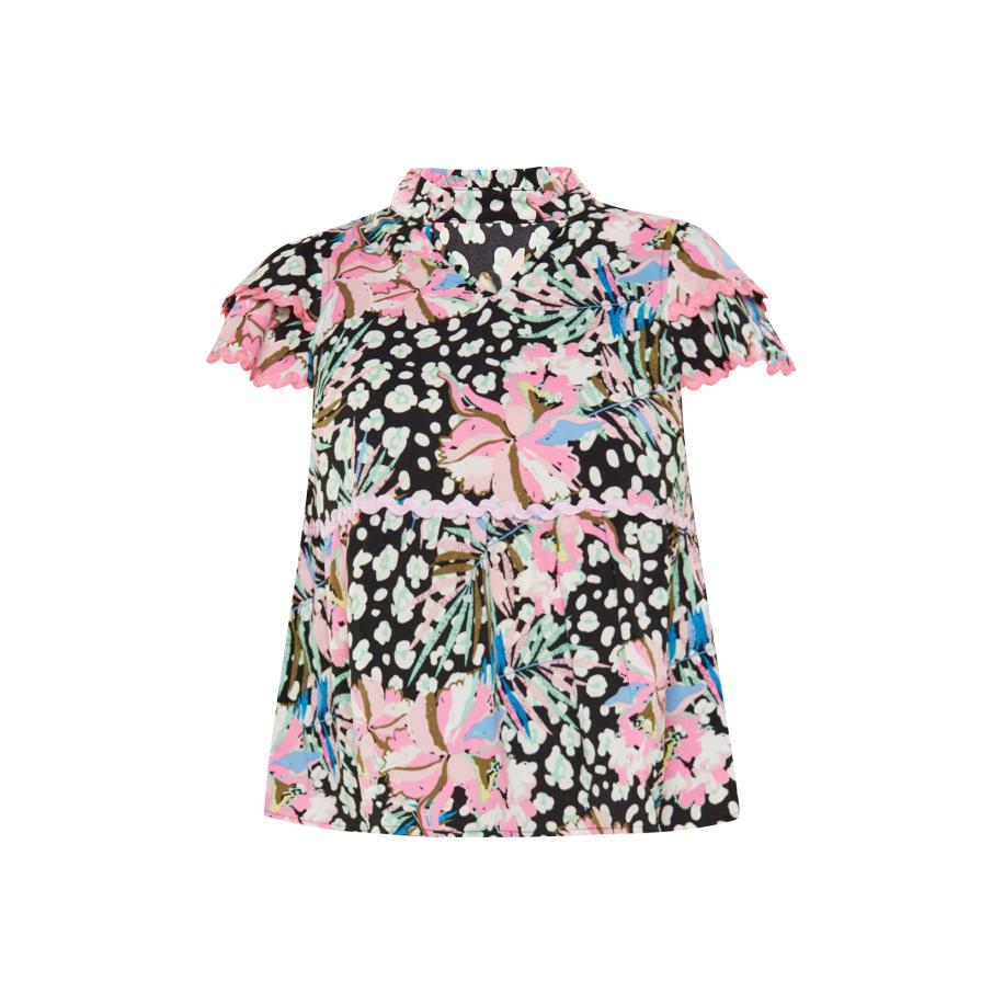 FELIPA FELIPA Blouse Fashion Look lichtblauw / lichtroze / zwart / wit -