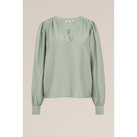 WE Fashion Dames blouse met ballonmouwen - Regular fit - Lichtgroen - Viscose - Maat: S