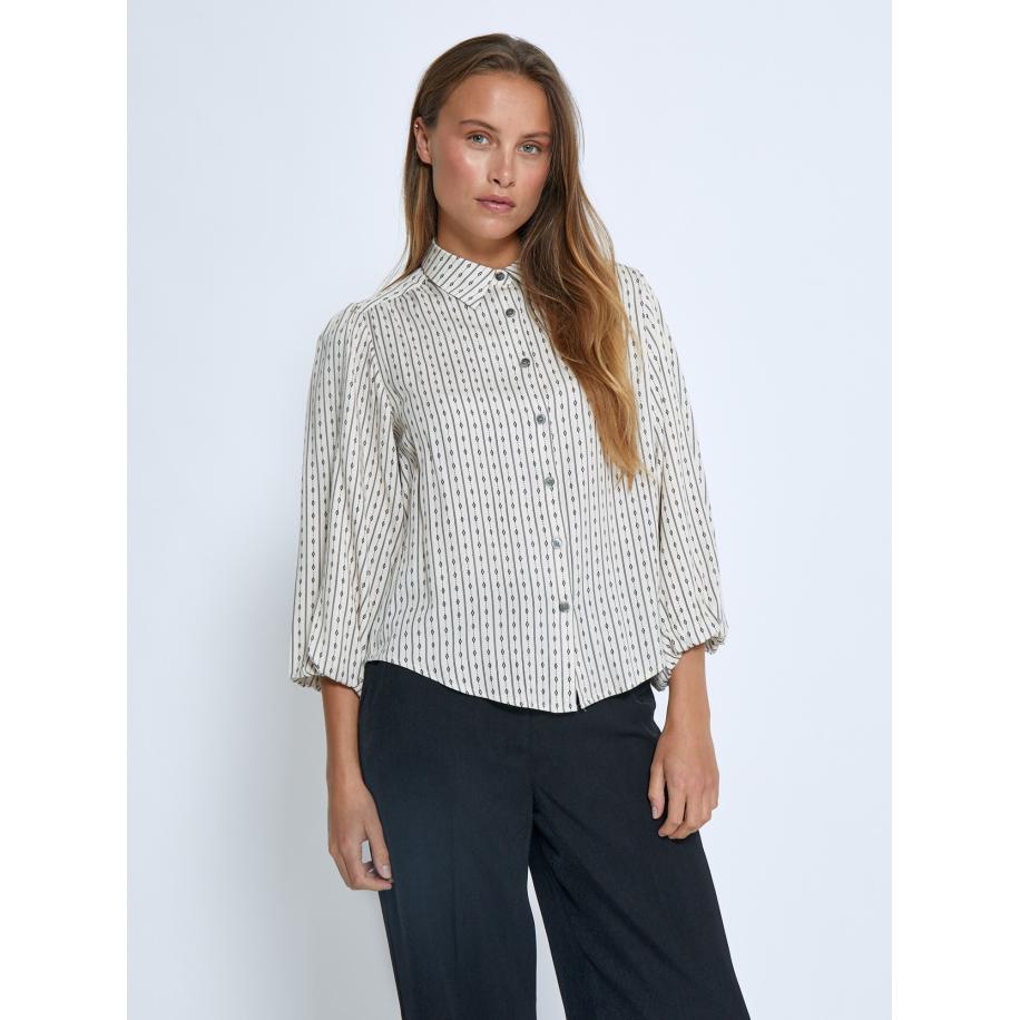 Peppercorn Blouse Gabriella crème / zwart / wit gemêleerd Bruin