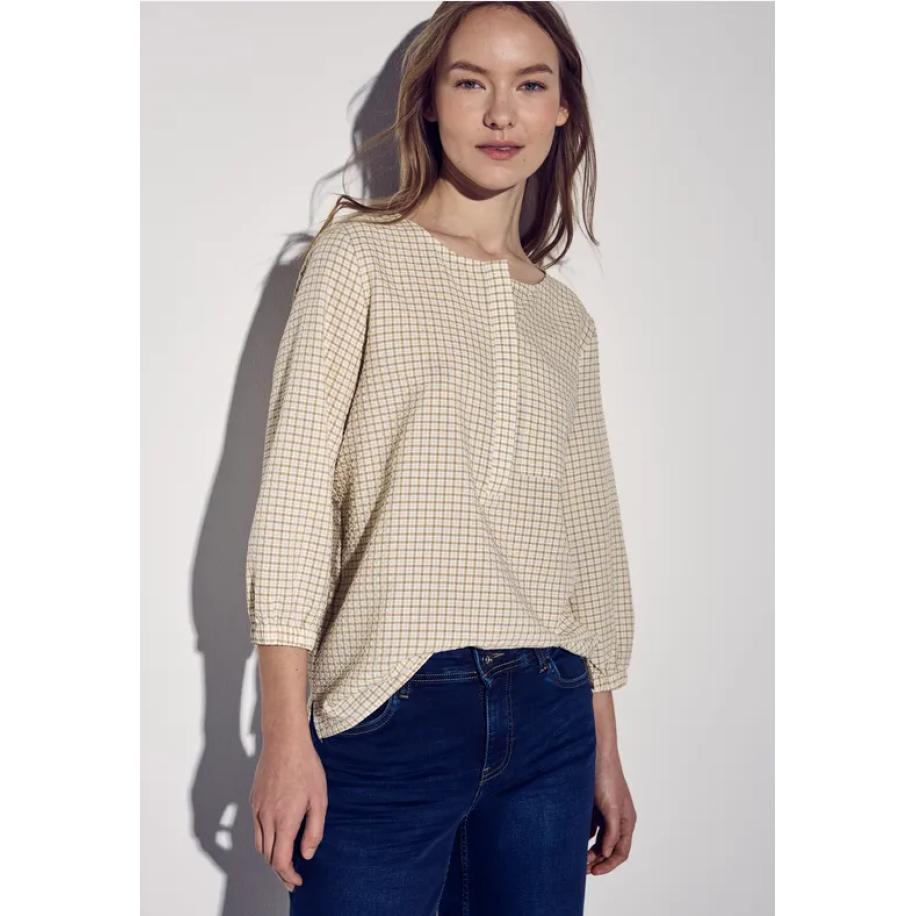 Street One Geruite seersucker blouse Bruin