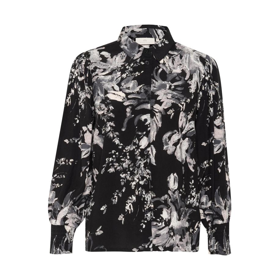 Kaffe Blouse Isa grijs / lichtgrijs / zwart Zwart