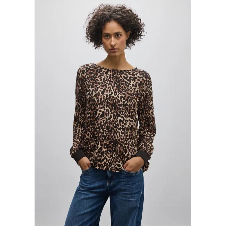 Street One Gedessineerde blouse Bruin