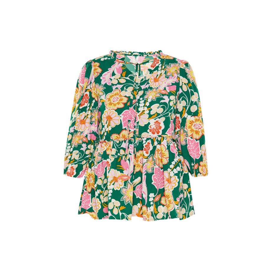 Usha Usha Blouse geel / donkergroen / oranje / wit -