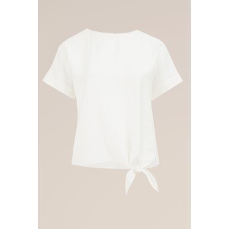 WE Fashion Dames top met strikdetail - Curve - Regular fit - Wit - Viscose - Plus Size Maat: 46