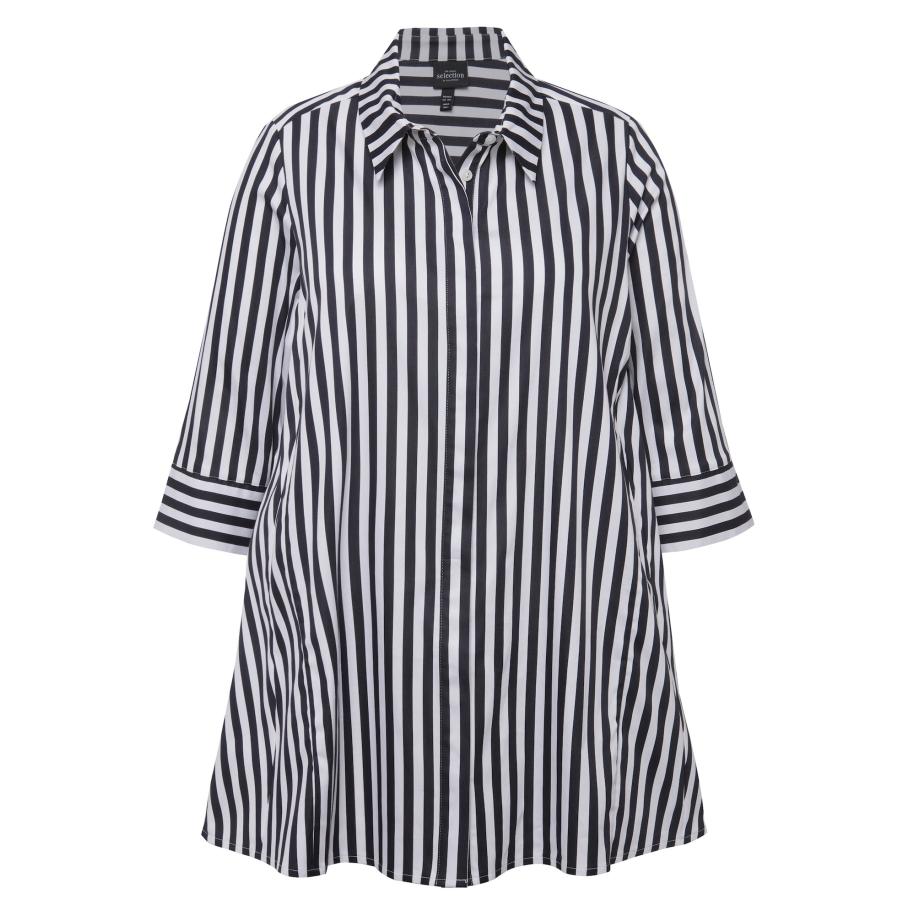 Ulla Popken Ulla Popken Blouse nachtblauw / wit -