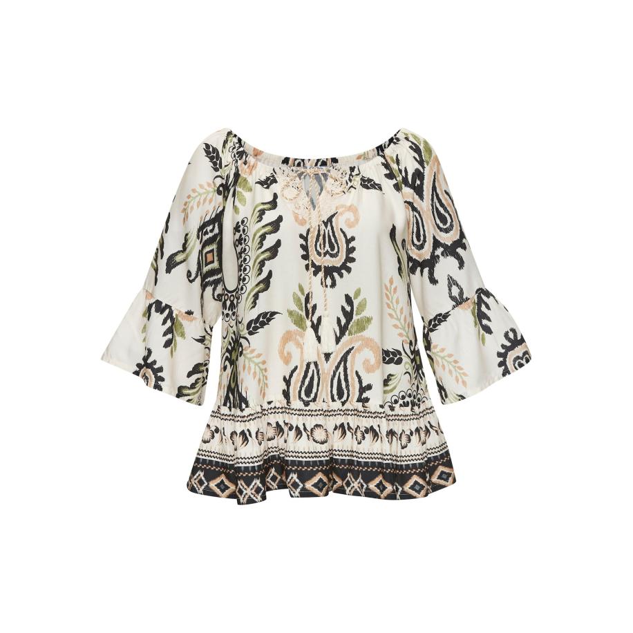 Buffalo BUFFALO Blouse beige / sand / olijfgroen / zwart -
