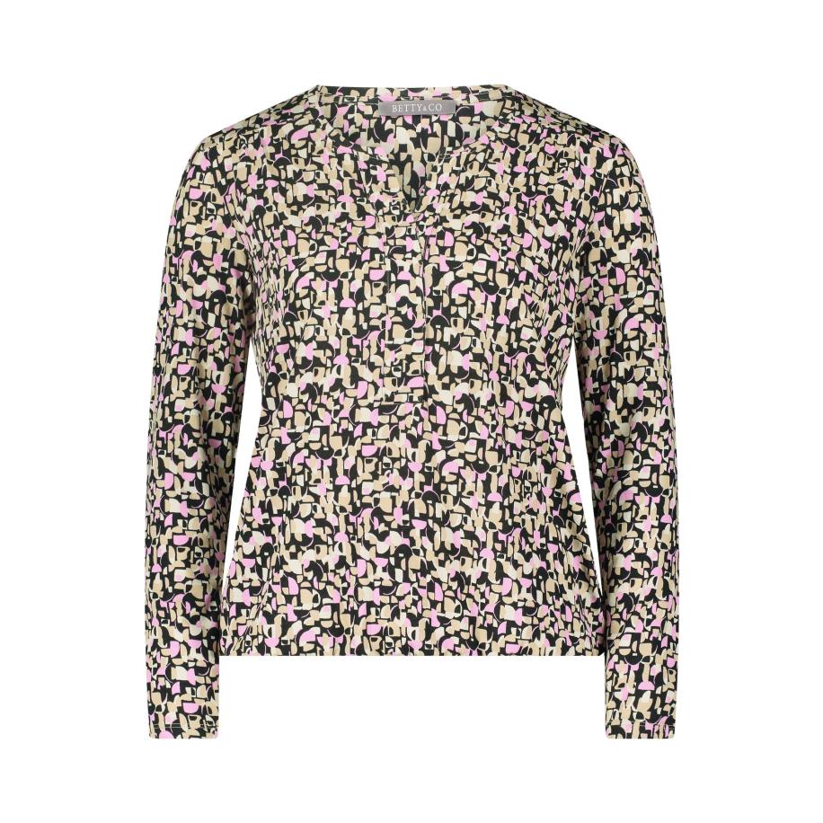 Betty & Co Betty & Co Blouse crème / donkerbeige / rosa / zwart -