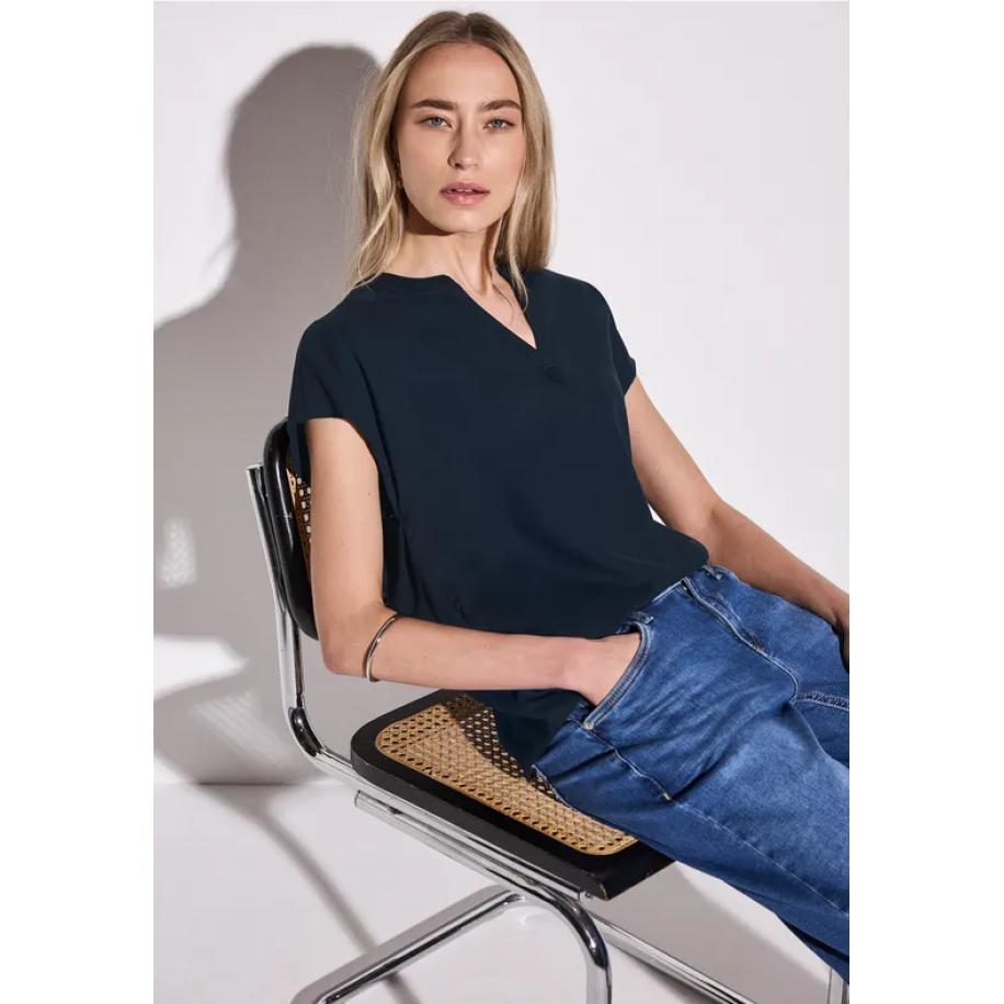 Street One Blouse in effen kleur Blauw