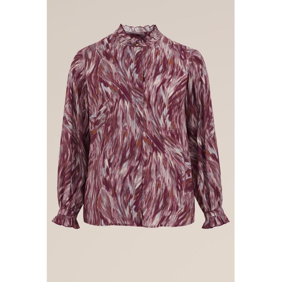 WE Fashion Dames blouse met dessin - Curve - Regular fit - Multikleur - Viscose - Plus Size Maat: 50 Multicolor