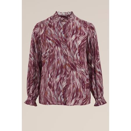 WE Fashion Dames blouse met dessin - Curve - Regular fit - Multikleur - Viscose - Plus Size Maat: 50