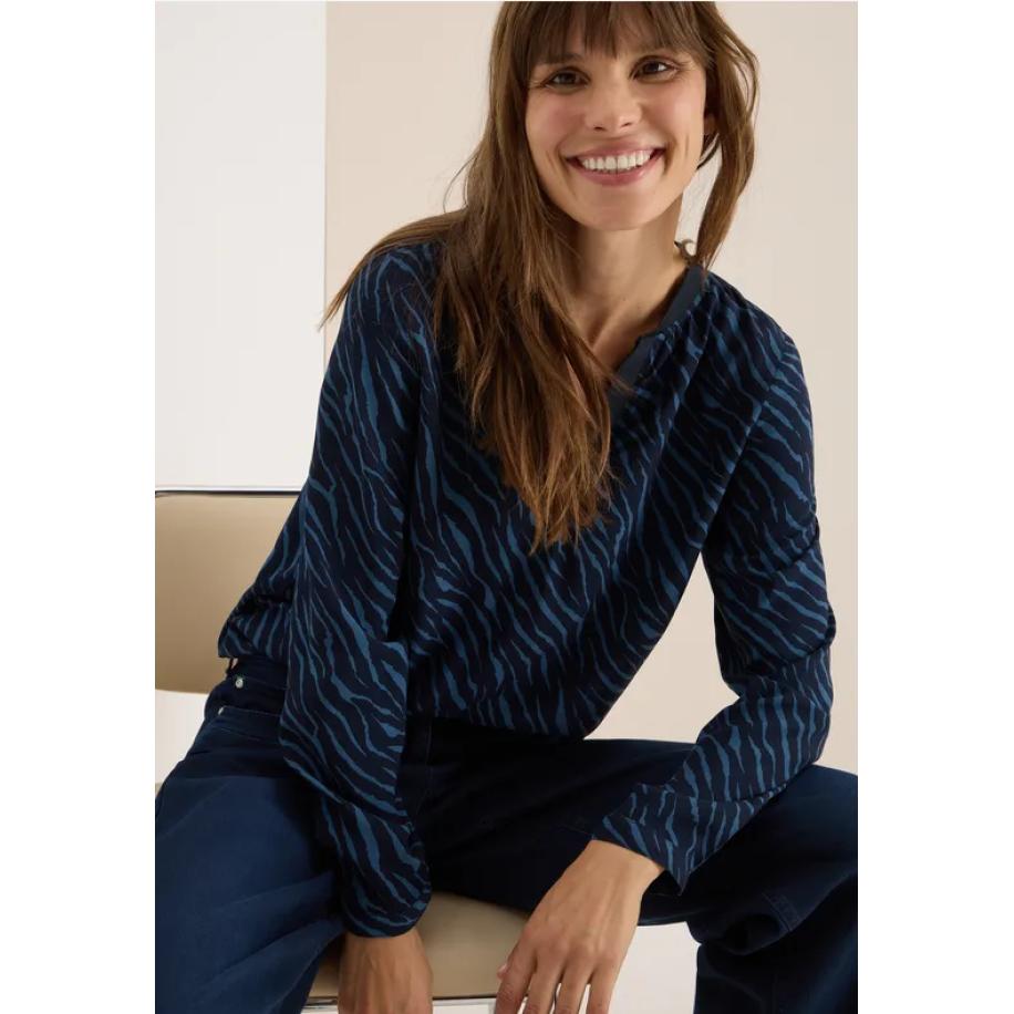 CECIL Blouse met zebraprint Blauw