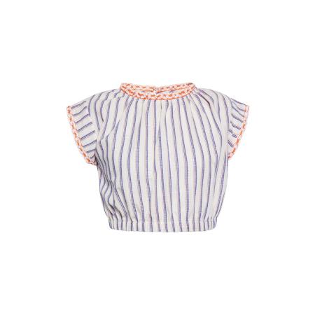 IZIA IZIA Blouse donkerbeige / donkerblauw / mandarijn / wit