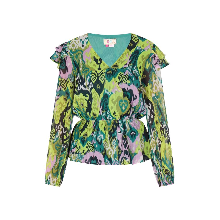 IZIA IZIA Blouse groen / lila / zwart -