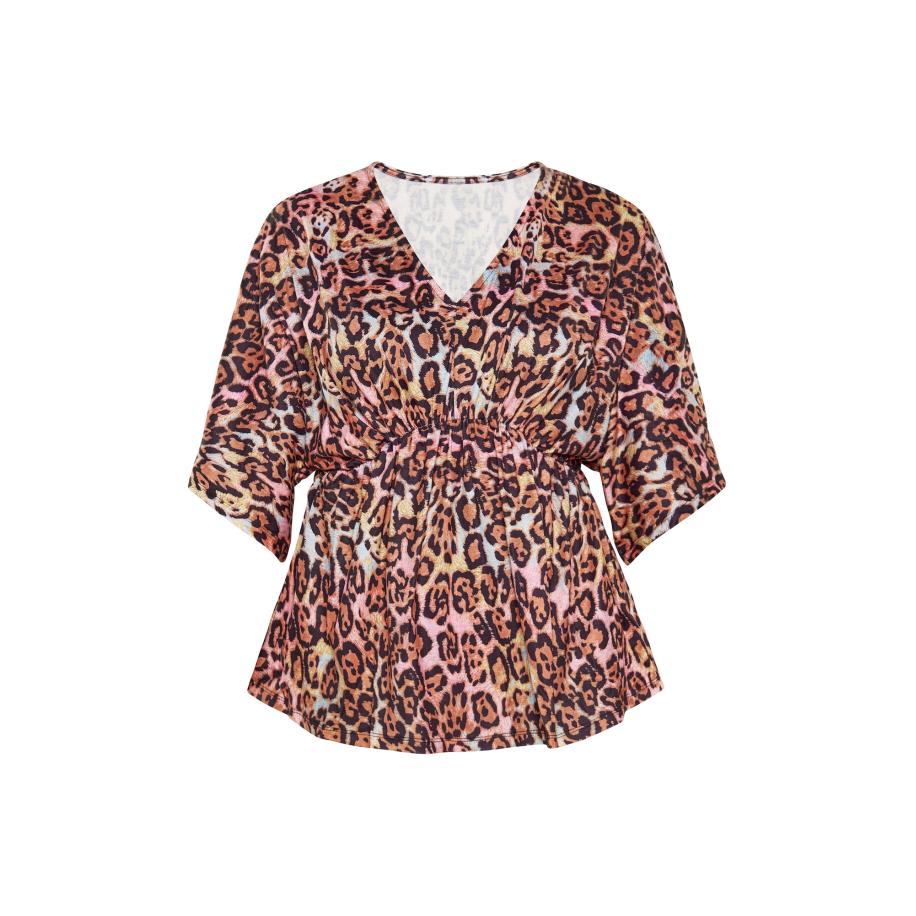 FELIPA FELIPA Blouse Fashion Look cognac / rosa / zwart / wit -