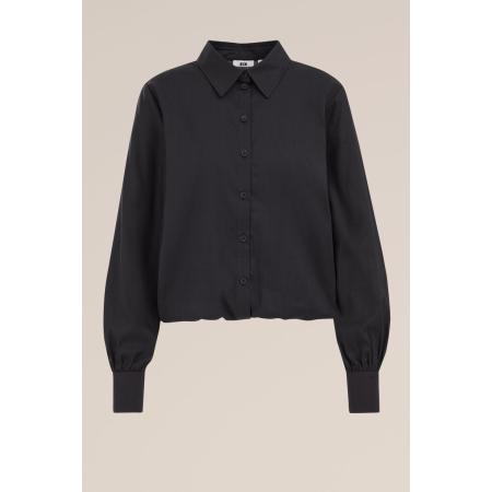 WE Fashion Dames overhemdblouse met geïntegreerd singlet - Regular fit - Zwart - Katoen - Maat: M